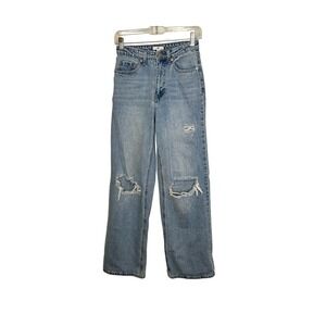 BP Women's Size 29 Light‎ Wash Ripped Distressed Wide Leg Jeans Denim